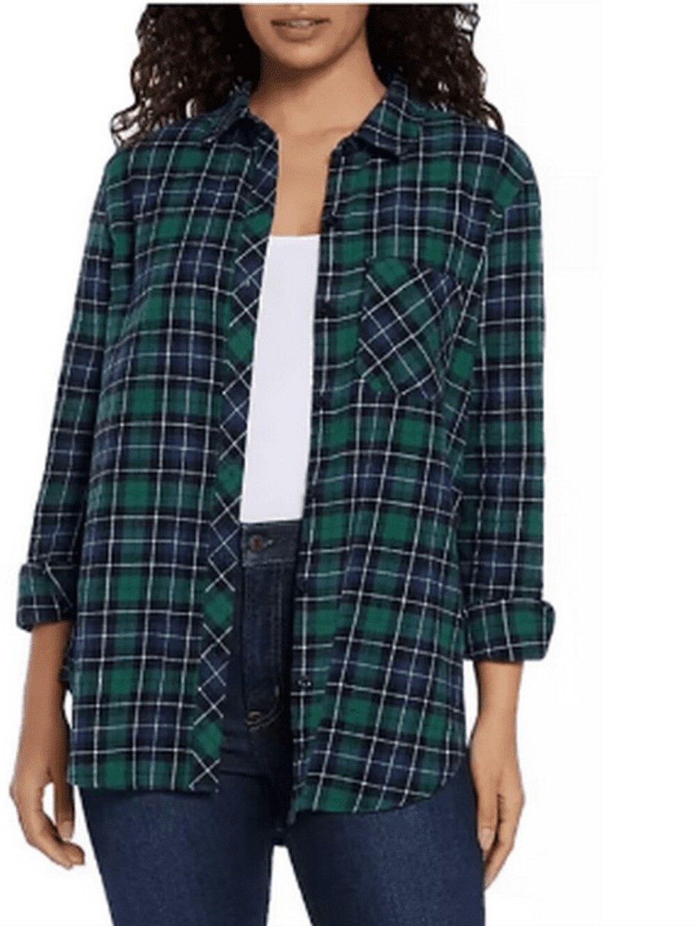 GAP long-sleeve plaid shirt in green and blue Womens XL
